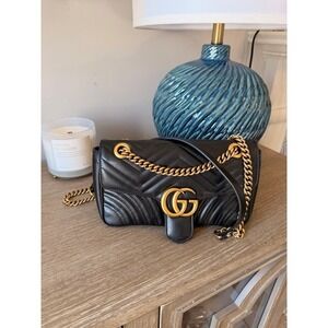 Gucci GG Marmont Small Matelasse Shoulder Bag Women Black Small 443497